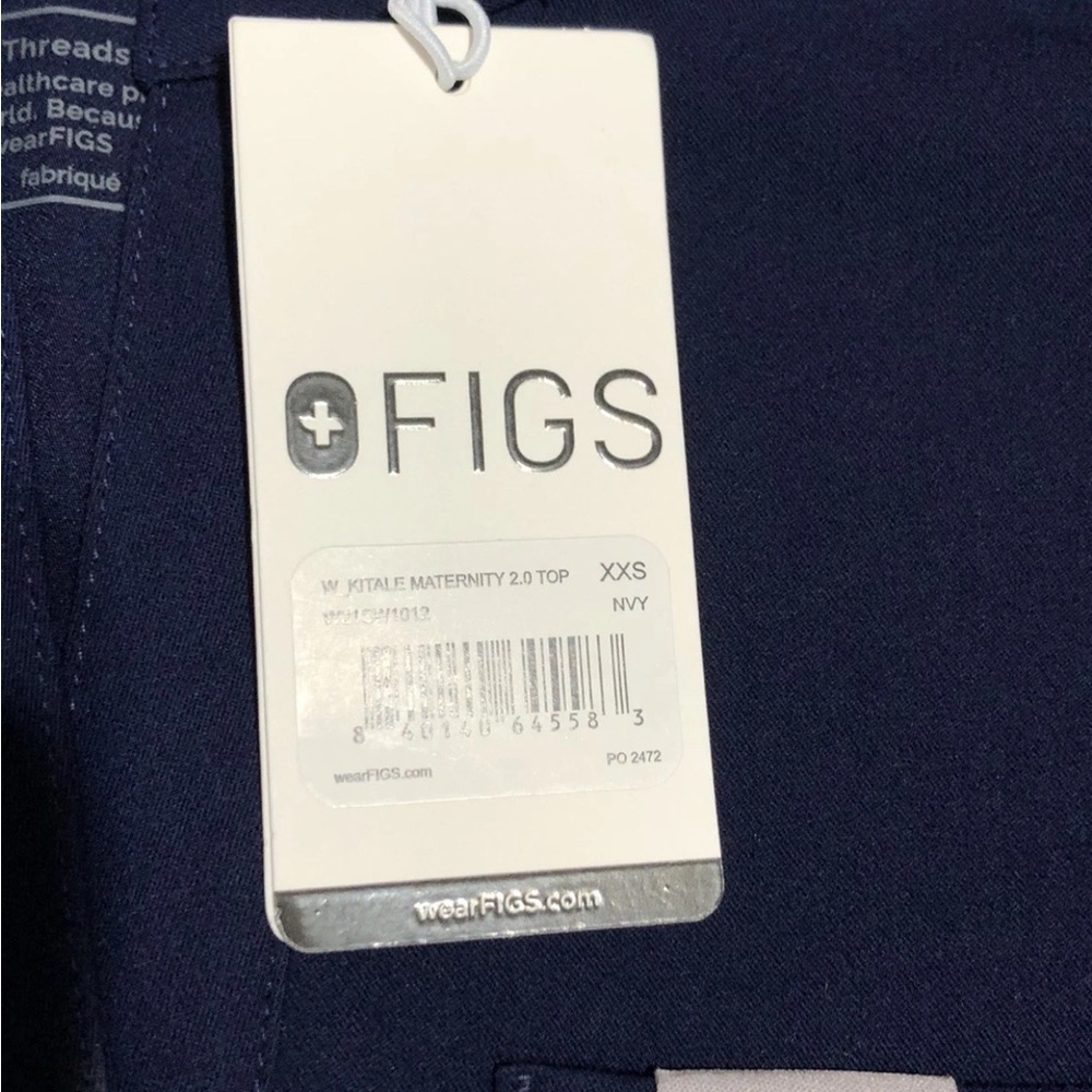Figs Kitale Maternity 2.0 Scrubs Top Navy Blue Short Sleeve - Picture 5 of 9